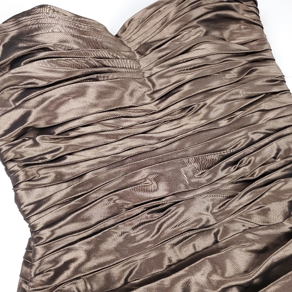 Teri Jon Brown Satin Formal Strapless Dress 6 - Picture 10 of 12